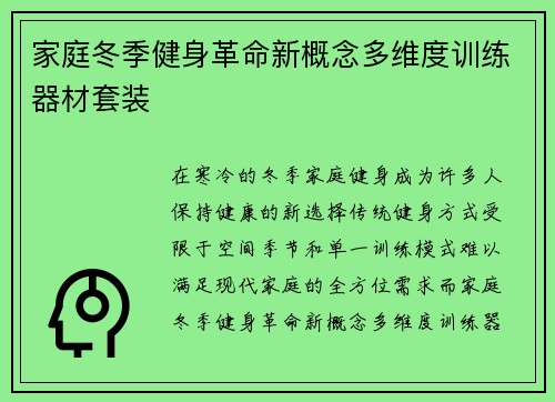 家庭冬季健身革命新概念多维度训练器材套装