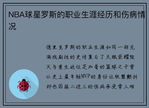 NBA球星罗斯的职业生涯经历和伤病情况